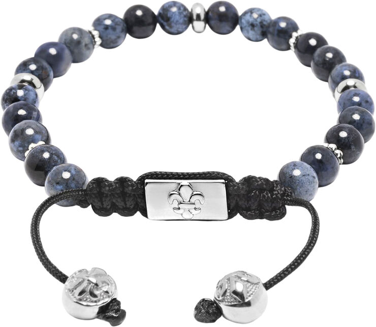 Nialaya Men's Beaded Bracelet With Blue Dumortierite And Silver Blue