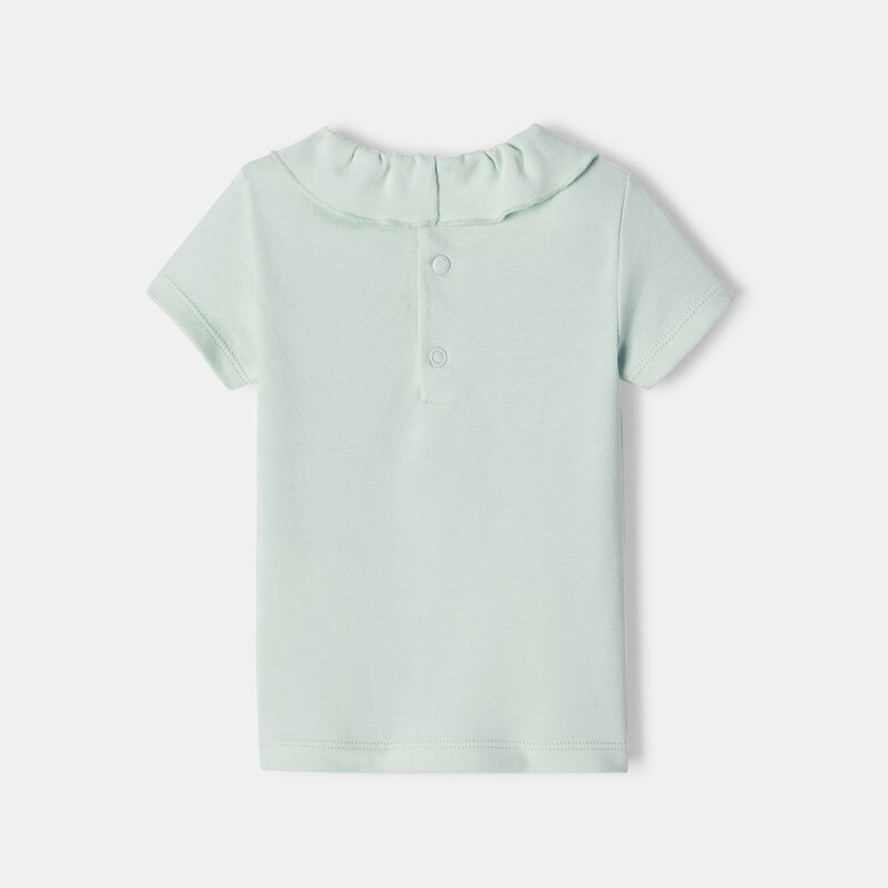 T-shirt à col collerette manches courtes en coton bio bleu naissance Absorba Bleu