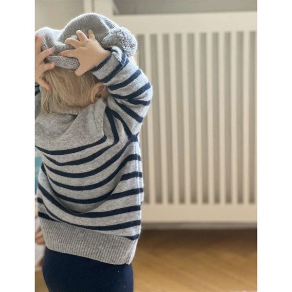Oxford Stripe Opal Cashmere Strik Pullover