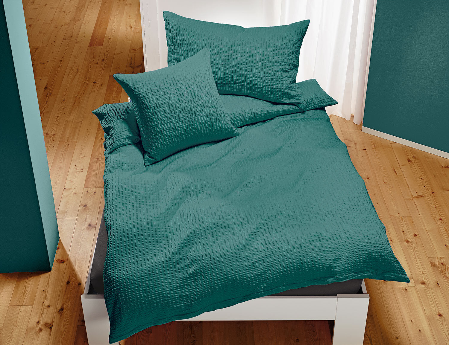 Bettwäsche Uni Satin-Seersucker