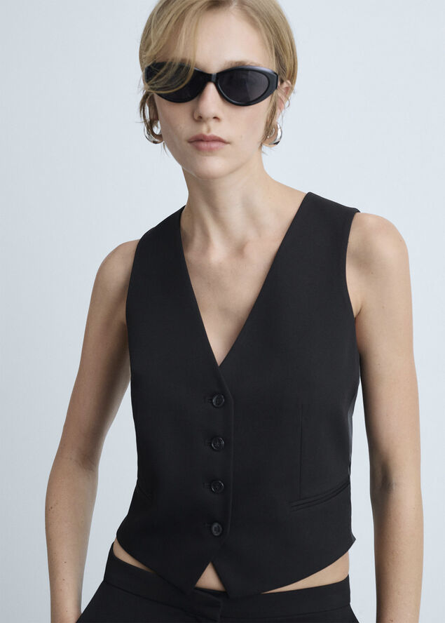 MANGO Suit waistcoat with buttons Black