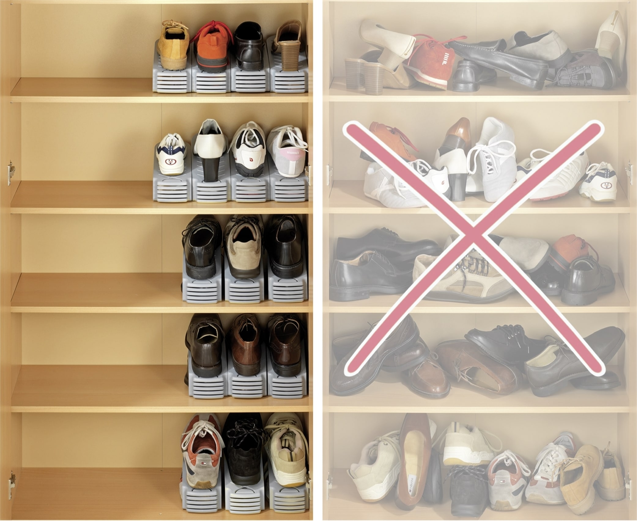 Maximex Schuhstapler »4er« Set, 4 Stk. tlg. Schuhhalter, 50 % mehr Platz im Schuhschrank, Kunststoff, 4-teilig