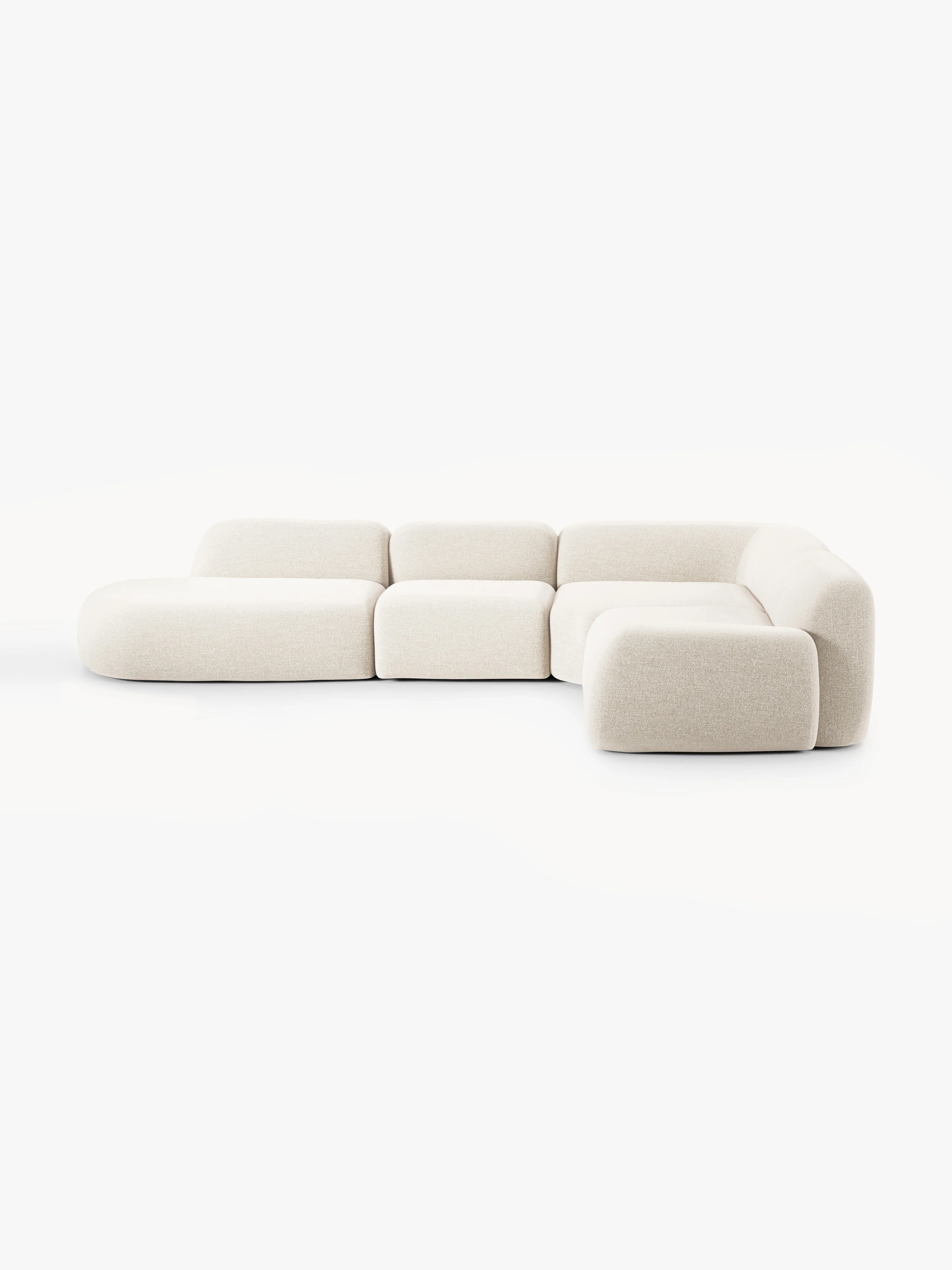 Modulaire bouclé XL hoekbank Wolke met chaise longue