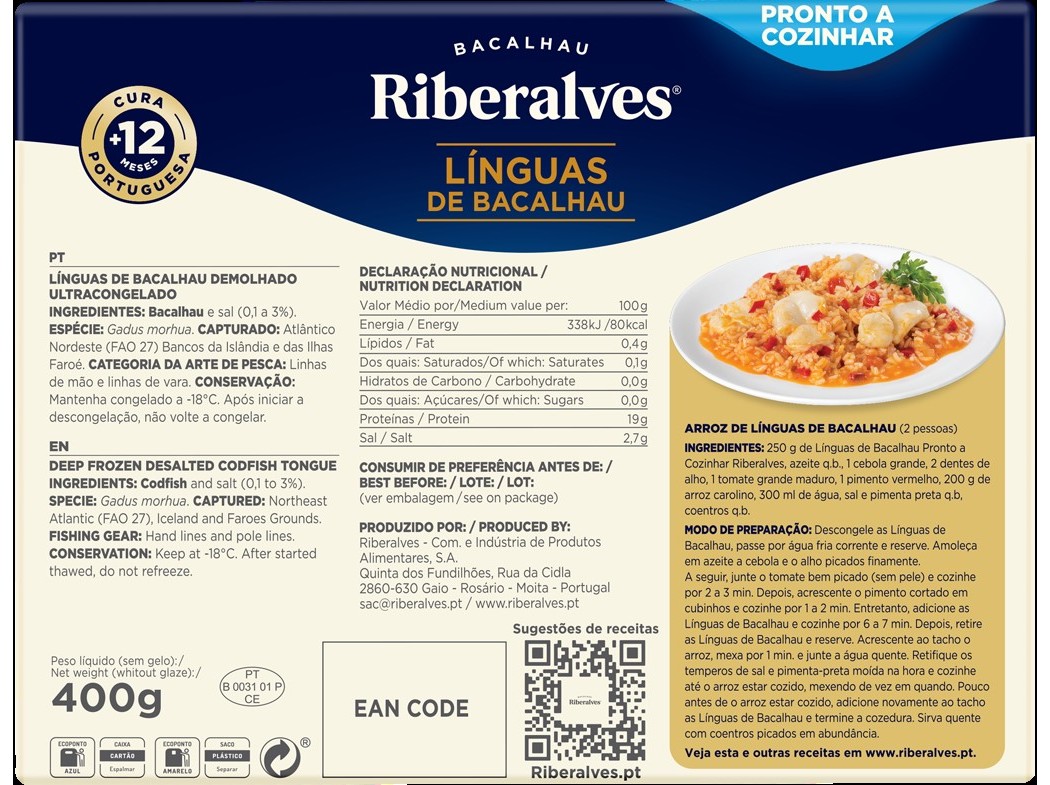 LINGUAS DE BACALHAU RIBERALVES 400G
