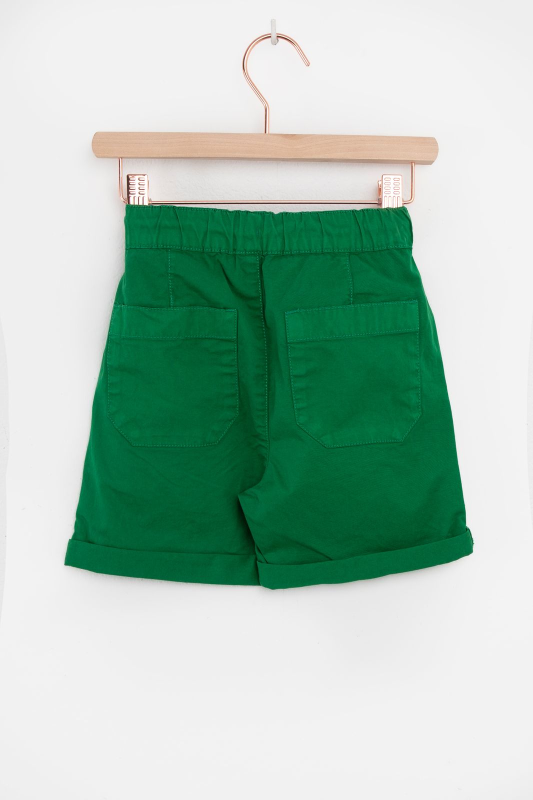 Groene denim pull on shorts