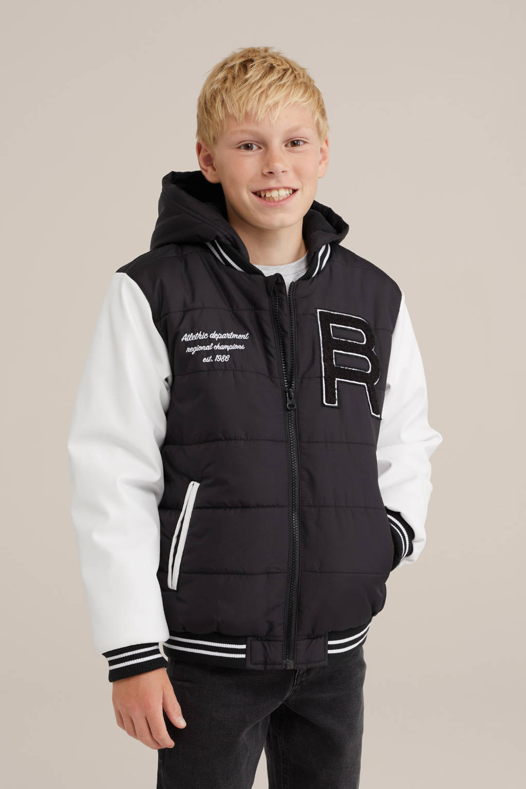WE Fashion baseball jacket zwart/wit
