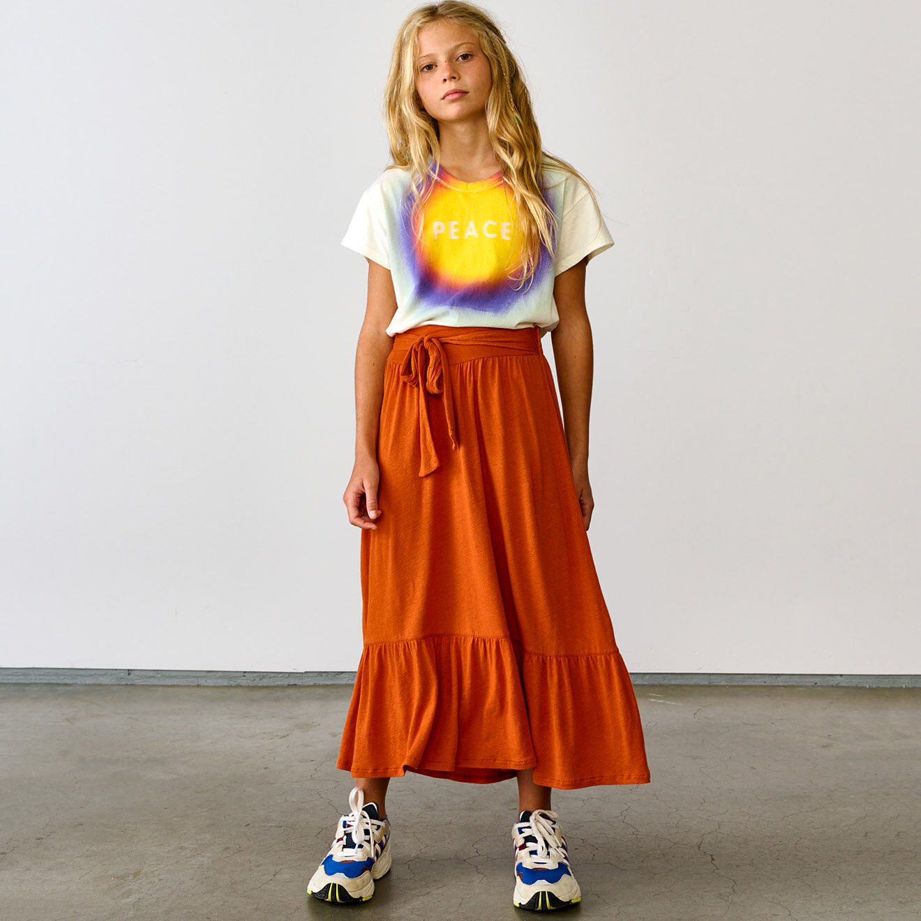 Bellerose Jupe longue en Lin mélangé Varte orange rouille