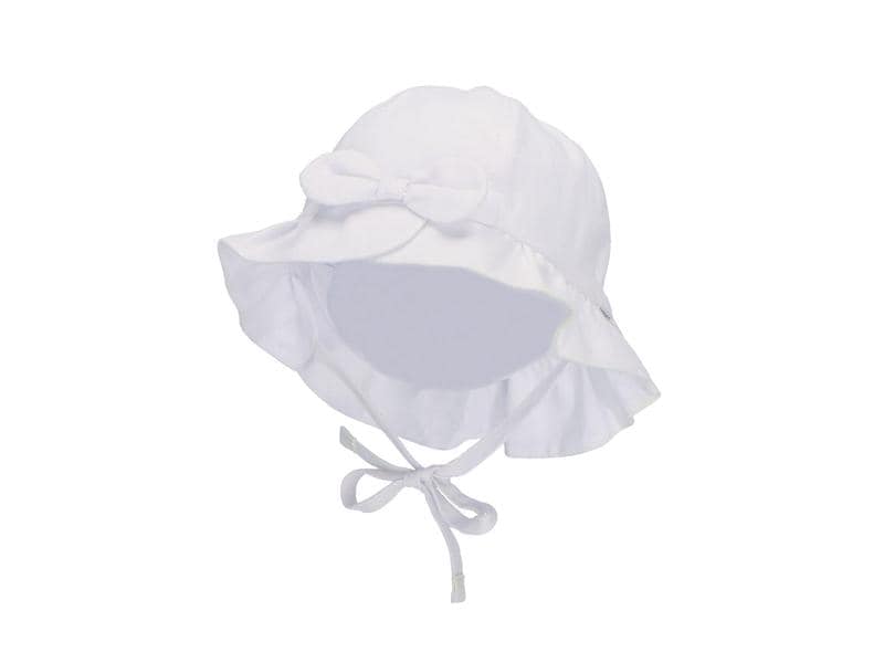 Sterntaler Sonnenhut mit Schleife Weiss Gr. 51 Hut für Mädchen mit Leinencharakter UV 50