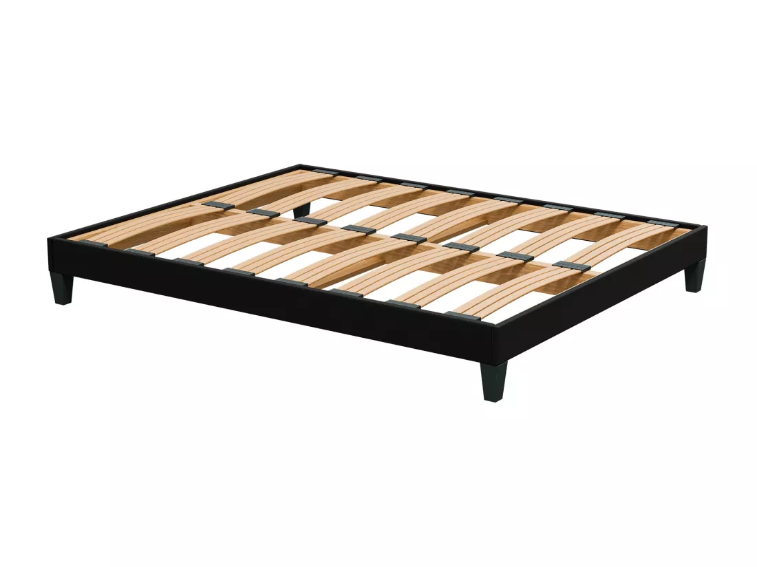 Sommier à Latte 90x200 cm - Bois Épicéa Structure Solides Robuste Haute Qualité - Noir - Silencieux, Confortable et Résistant - Douce Lune