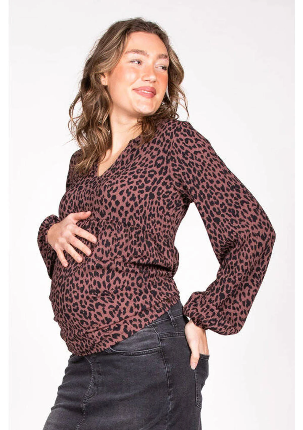 LOVE2WAIT zwangerschapstop met dierenprint bruin/zwart