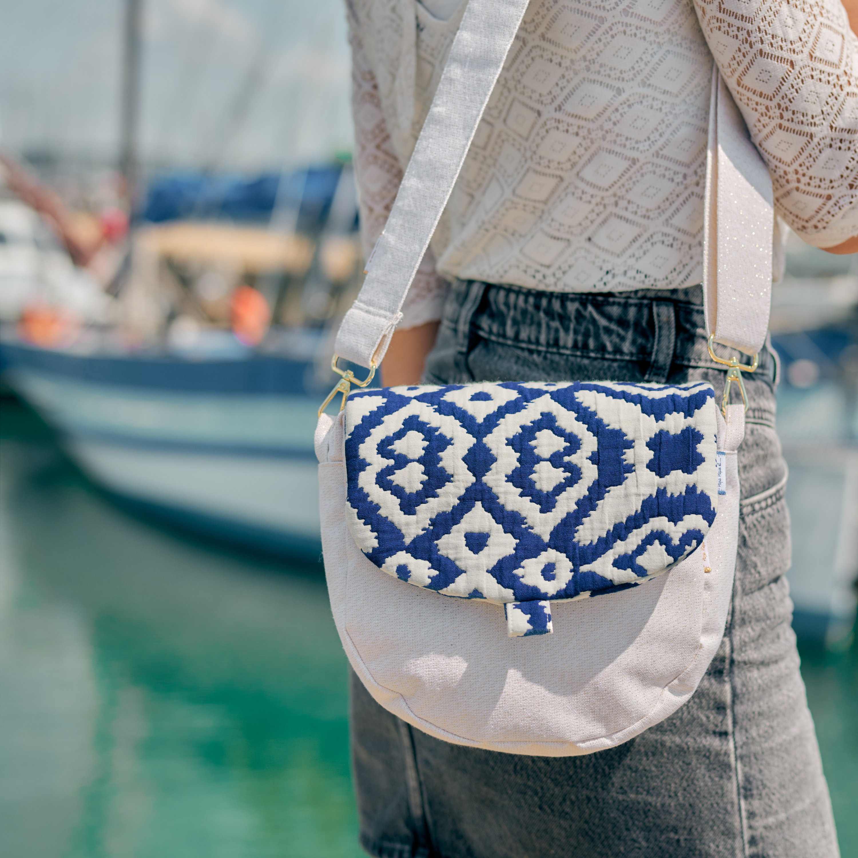 Base Petite Besace Sans Bandoulière Beige Pailleté