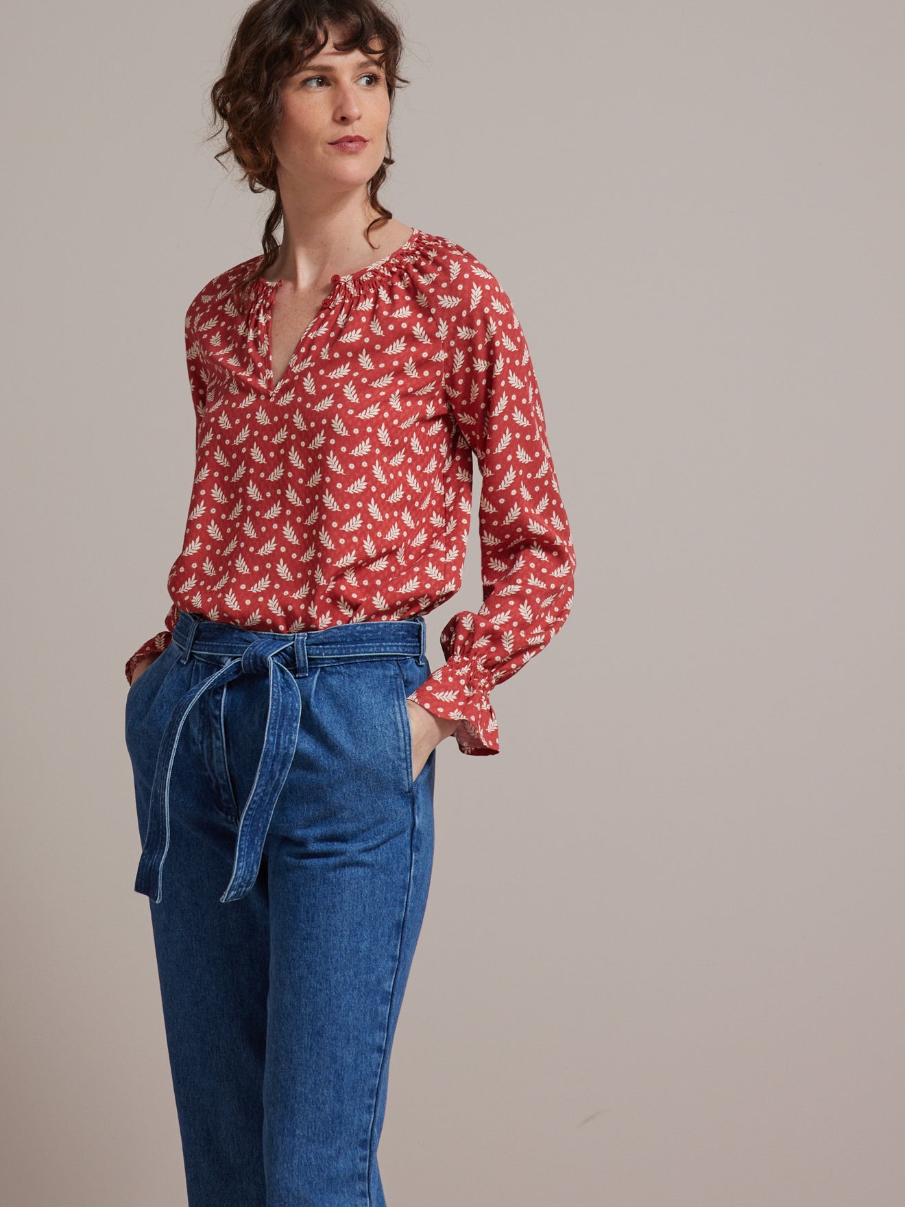 Blouse femme en viscose dobby imprimé Rebecca