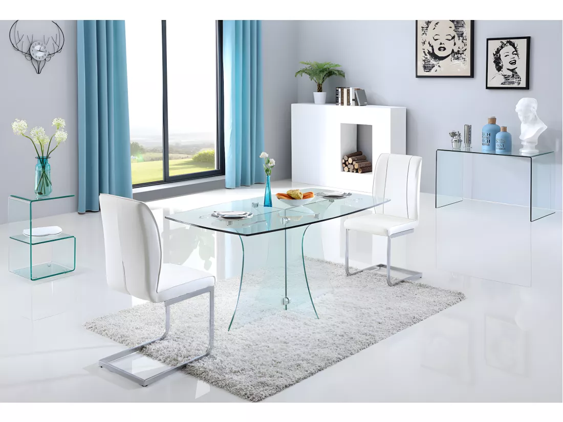 Bureau - Verre courbé - Transparent - ELSTRON