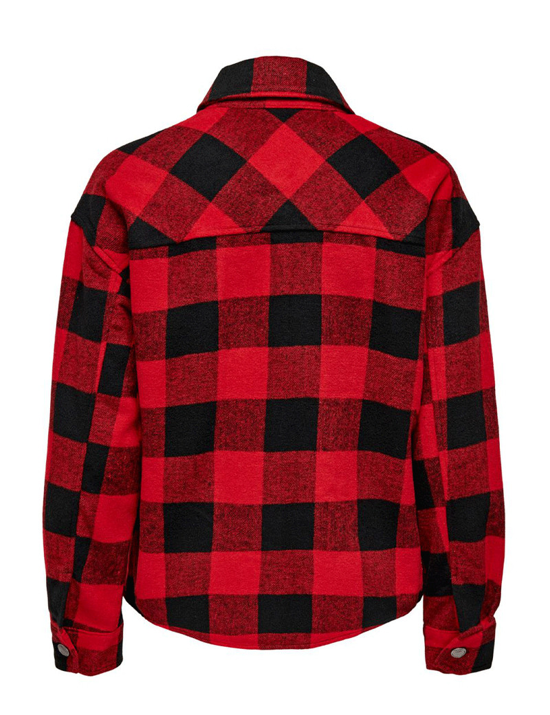 ONLY VESTE CHEMISE CARREAUX MARSALA ROUGE