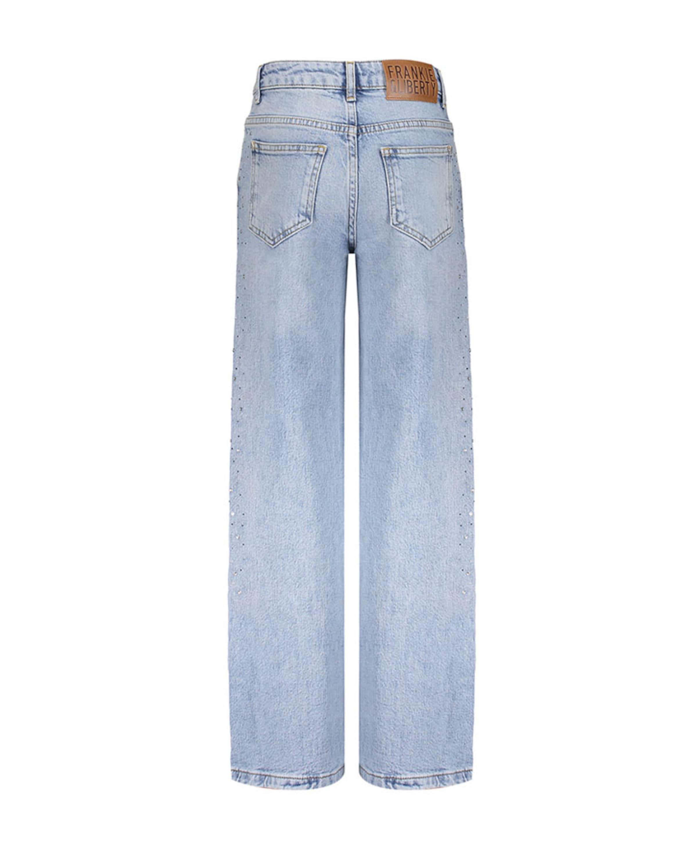 Frankie & Liberty Attitude Wide Leg Glitter meisjes jeans blauw