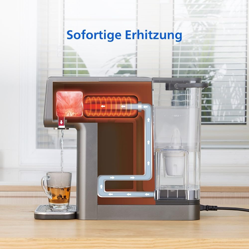 Philips Water Station – Heiß- & Kaltwasserspender mit Filter, 7 Temperatureinstellungen & 5 Volumenvoreinstellungen, 2,8L Fassungsvermögen, Anticalc+ Filter entfernt Chlor, Kalk, Mikroplastik & PFOA