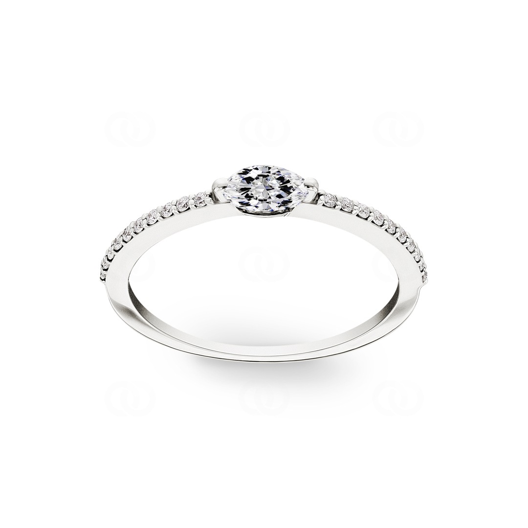 0.31 Karat Marquise Solitärring 750/18 K Weissgold mit Seitensteinen