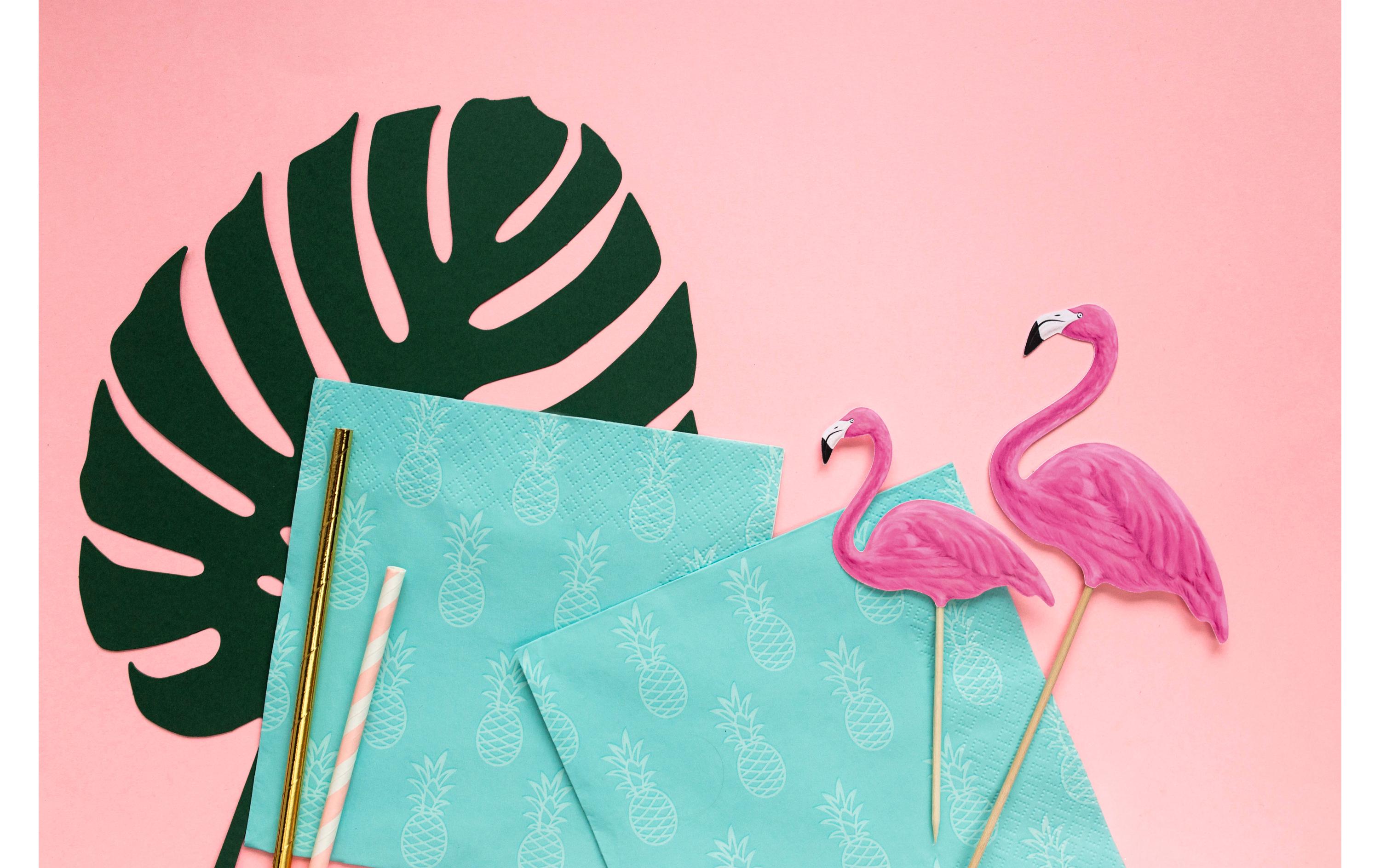 Kuchen-Topper Aloha Flamingos 1 Stück, PinkMuffin-Dekoration
