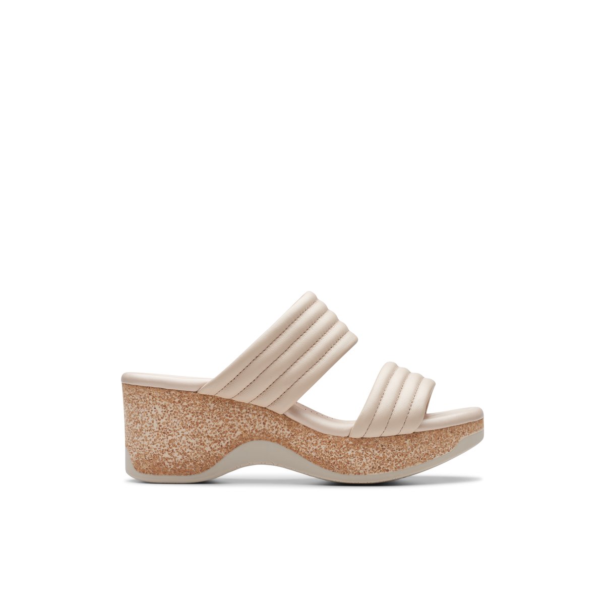 CLARKS-Chelseah_pth-Sandales à glissière à double bride - Talon compensé - Beige