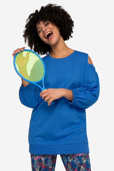 Sweater, Schulter CutOut, Rundhals, Ballonärmel
