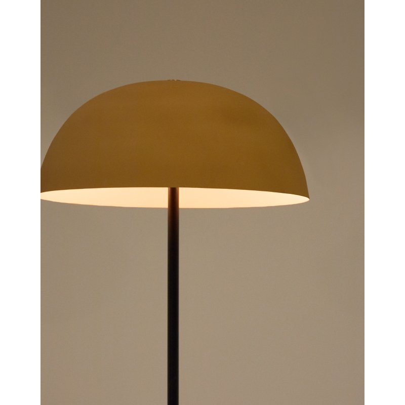 Lampadaire Nibla en métal noir et abat-jour avec effet terre cuite