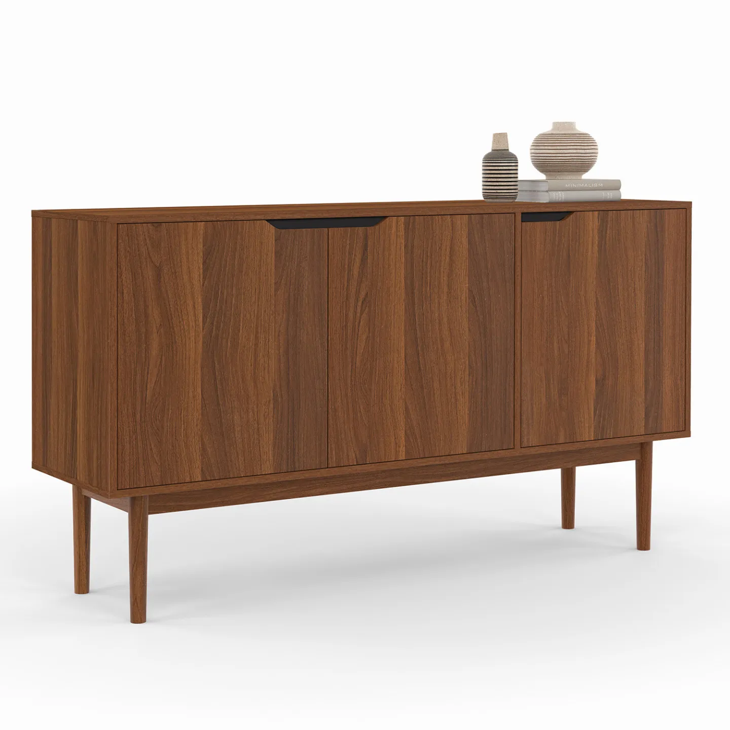 Buffet vintage 140 cm VIGGO 3 portes effet noyer