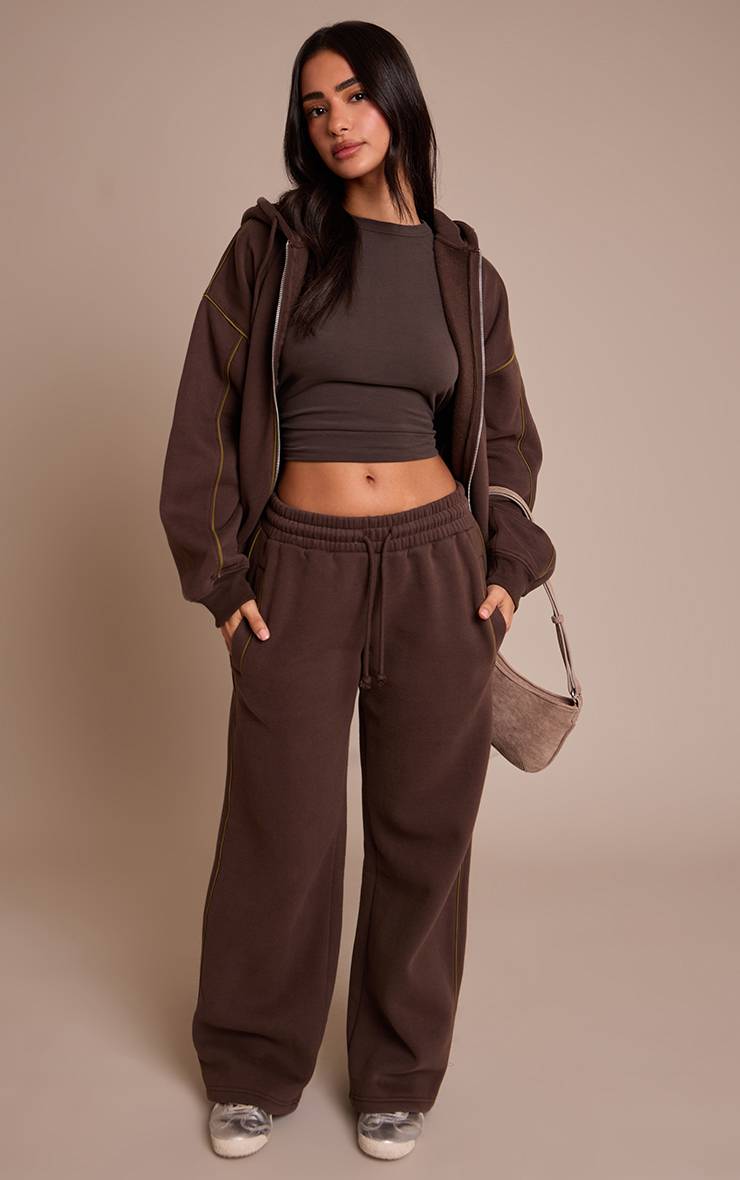 Chocolat Sweat À Casynthétiqueche Zippé Avec Cordon De Serrage Et Coutures Contrastées Petite