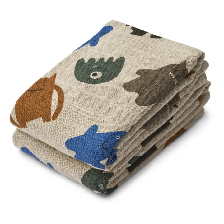 Liewood Langes Lewis en coton bio - Set de 2 | Monsters blue mix