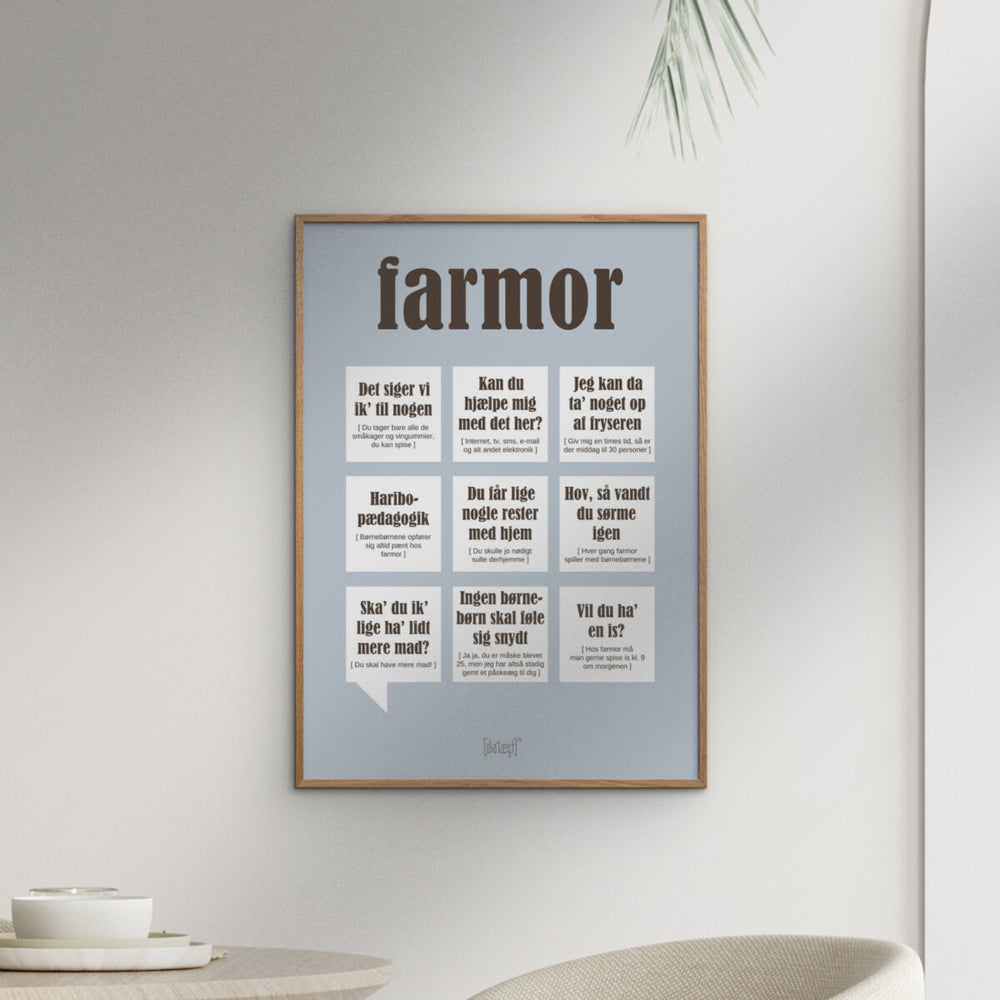 Køb Poster & Frame Dialægt - Farmor — Grå