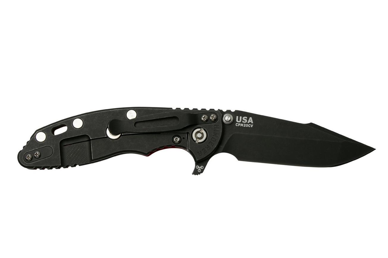 Rick Hinderer XM-18 3.5” Skinny Harpoon Spanto, Battle Black, Red G10, zakmes