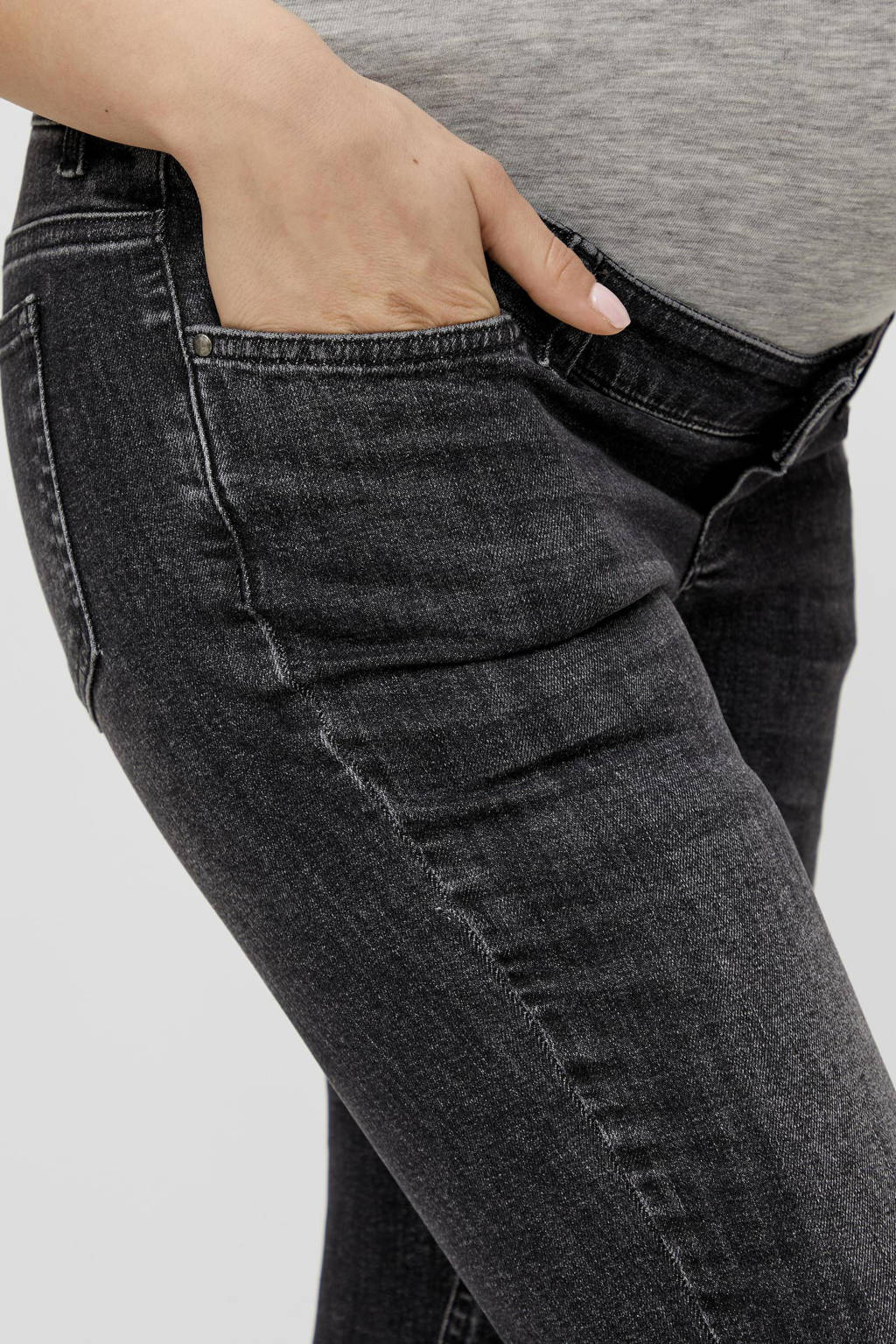 MAMALICIOUS low waist slim fit zwangerschapsjeans MLCALIFORNIEN grijs stonewashed