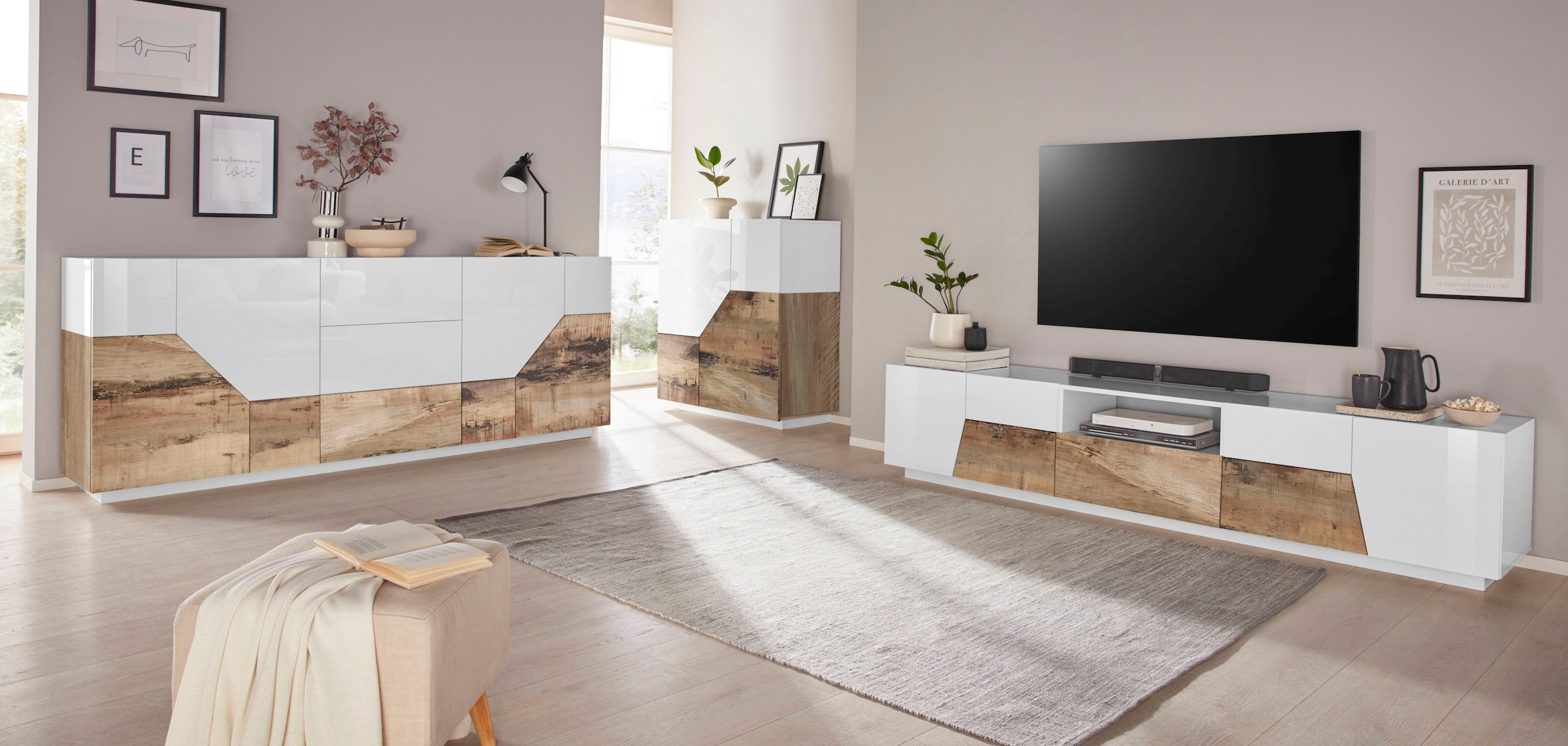 INOSIGN Lowboard »ALIEN- TV-Board, mit 4 Türen, 1 Schublade und 1 offenes Fach« TV-Kommode Breite ca. 220 cm 
