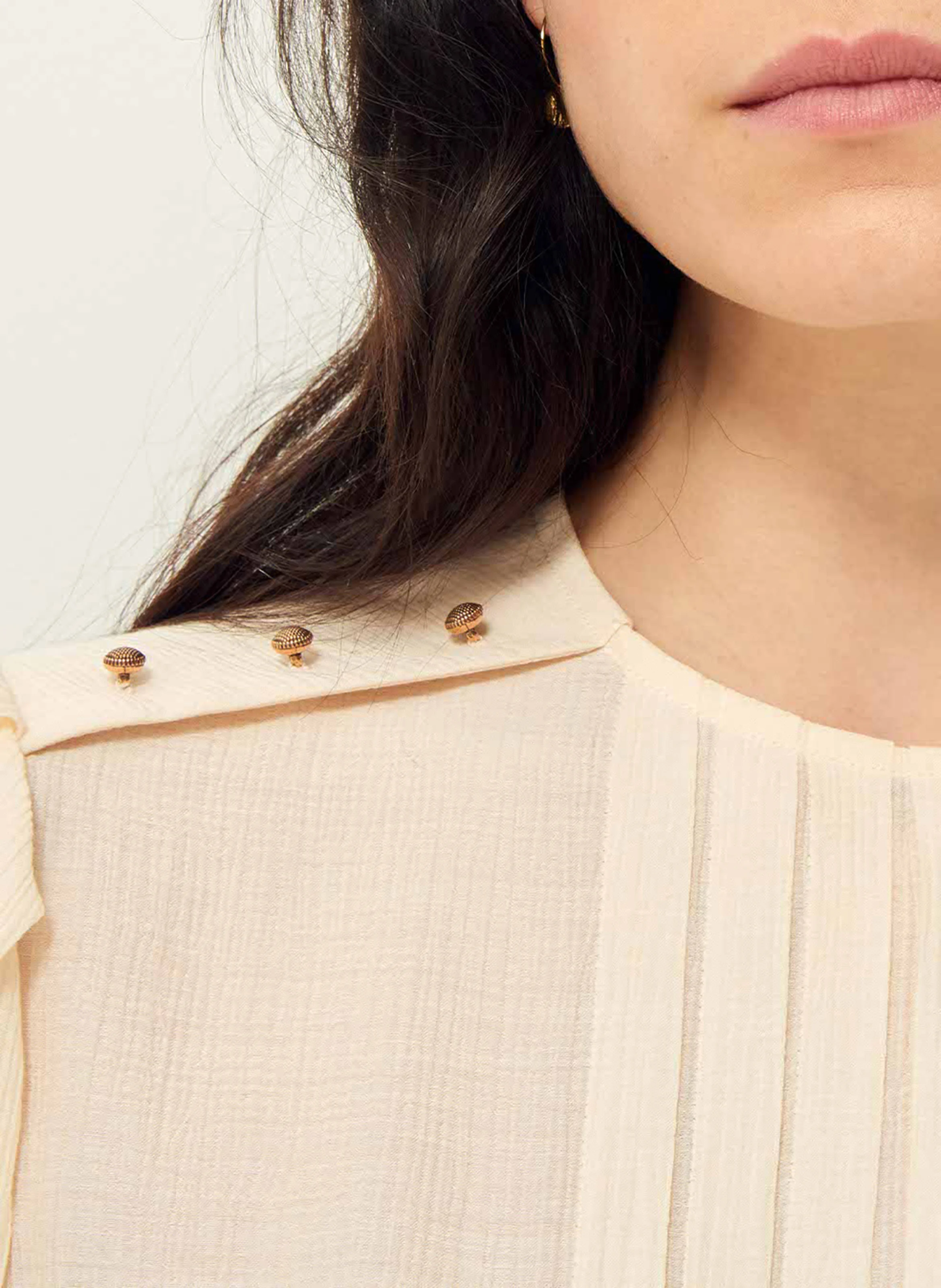 DAISY B - Blouse col rond plissée | Beige