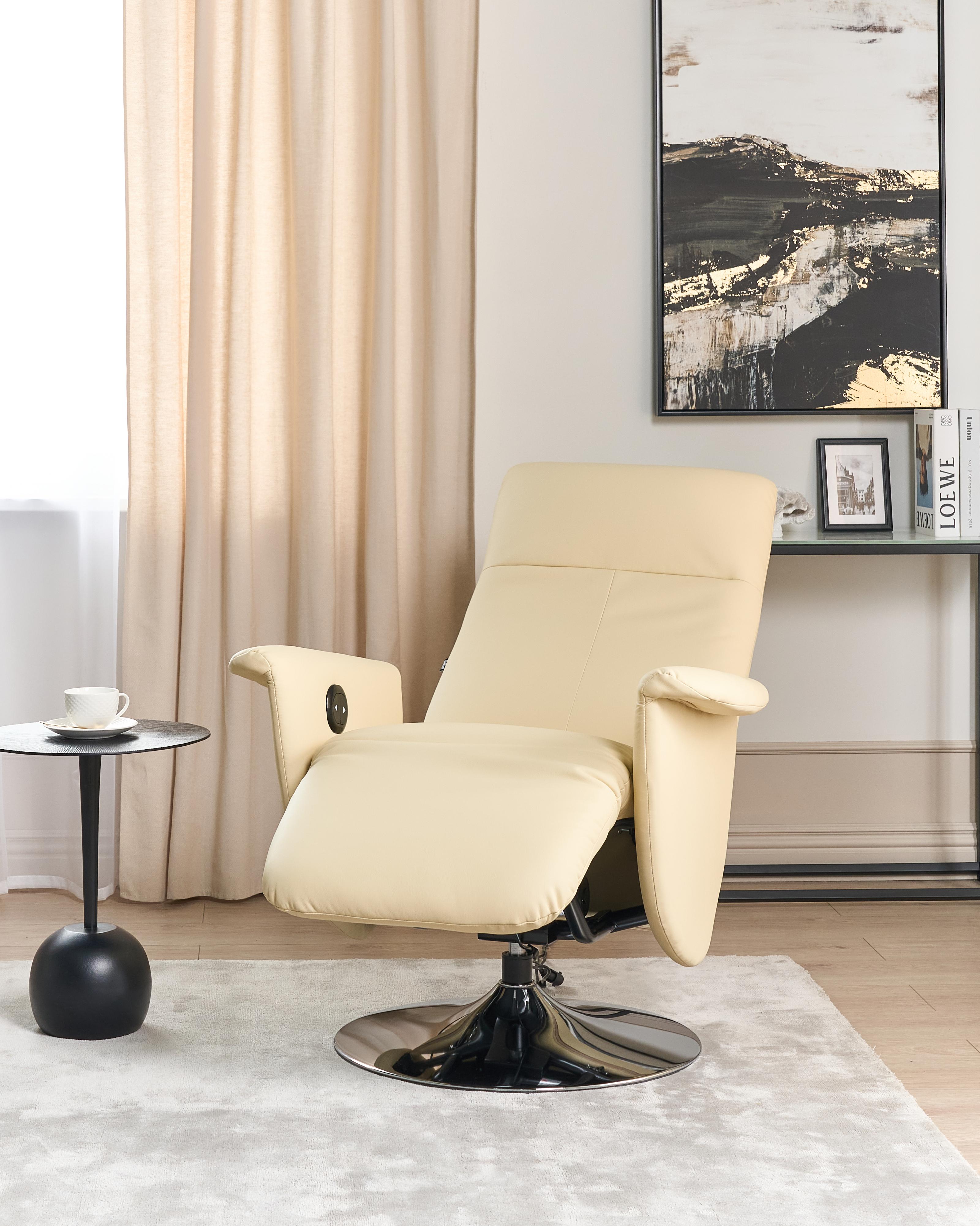Relaxfauteuil PRIME inclusief voetensteun Kunstleer Lichtbeige