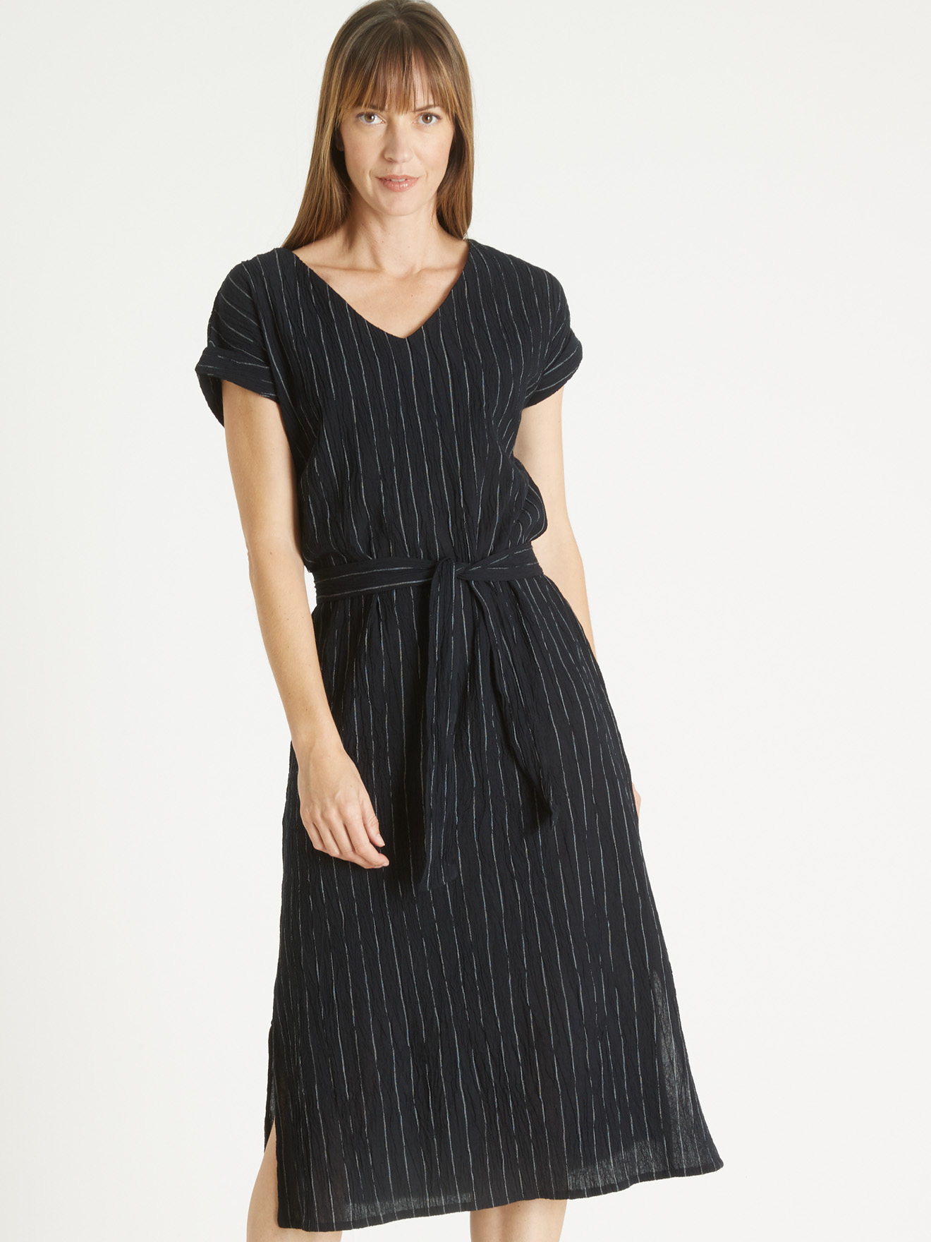 Robe longue en crépon pur coton