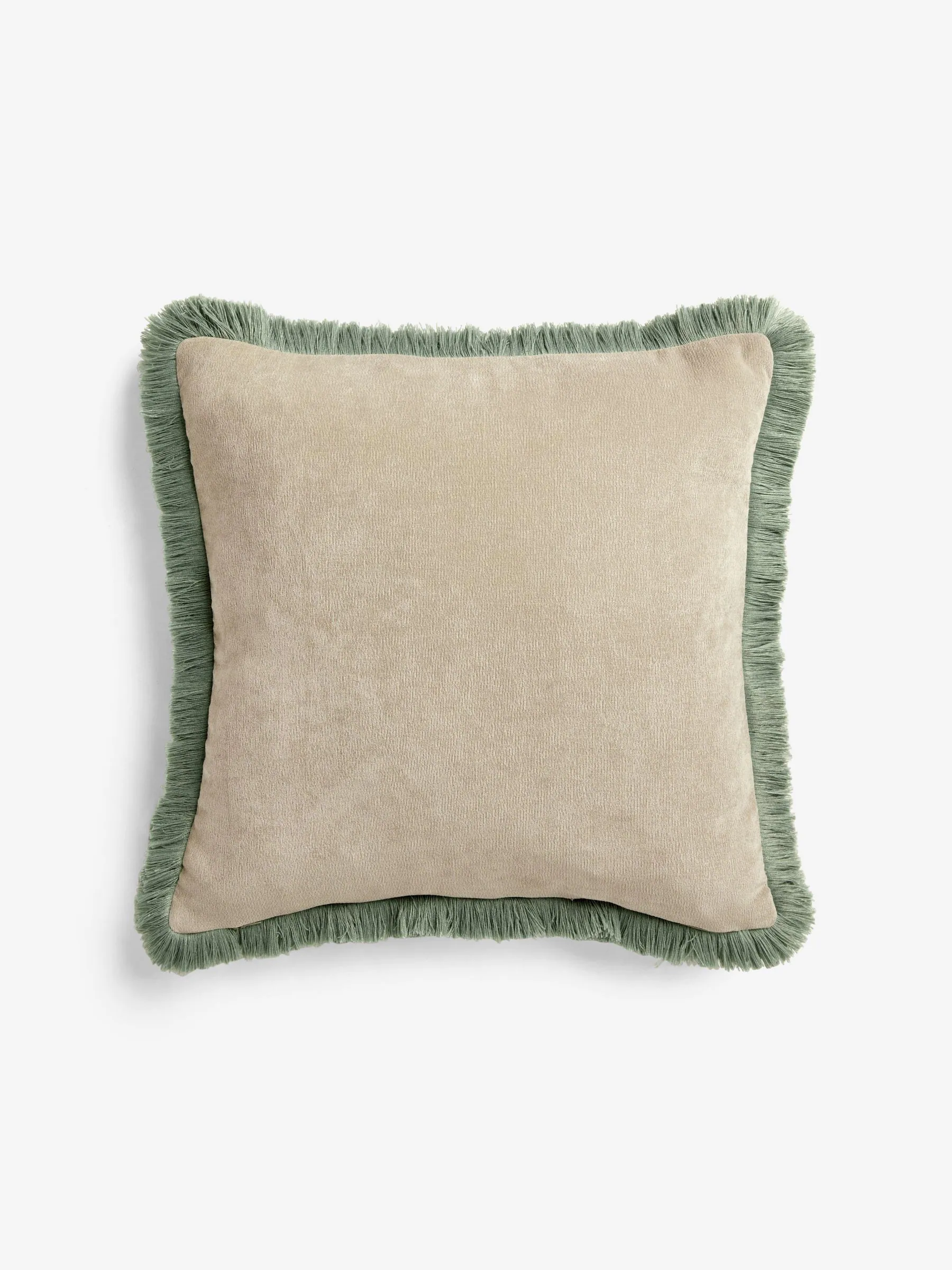Soft Velour Contrast Fringe Cushion
