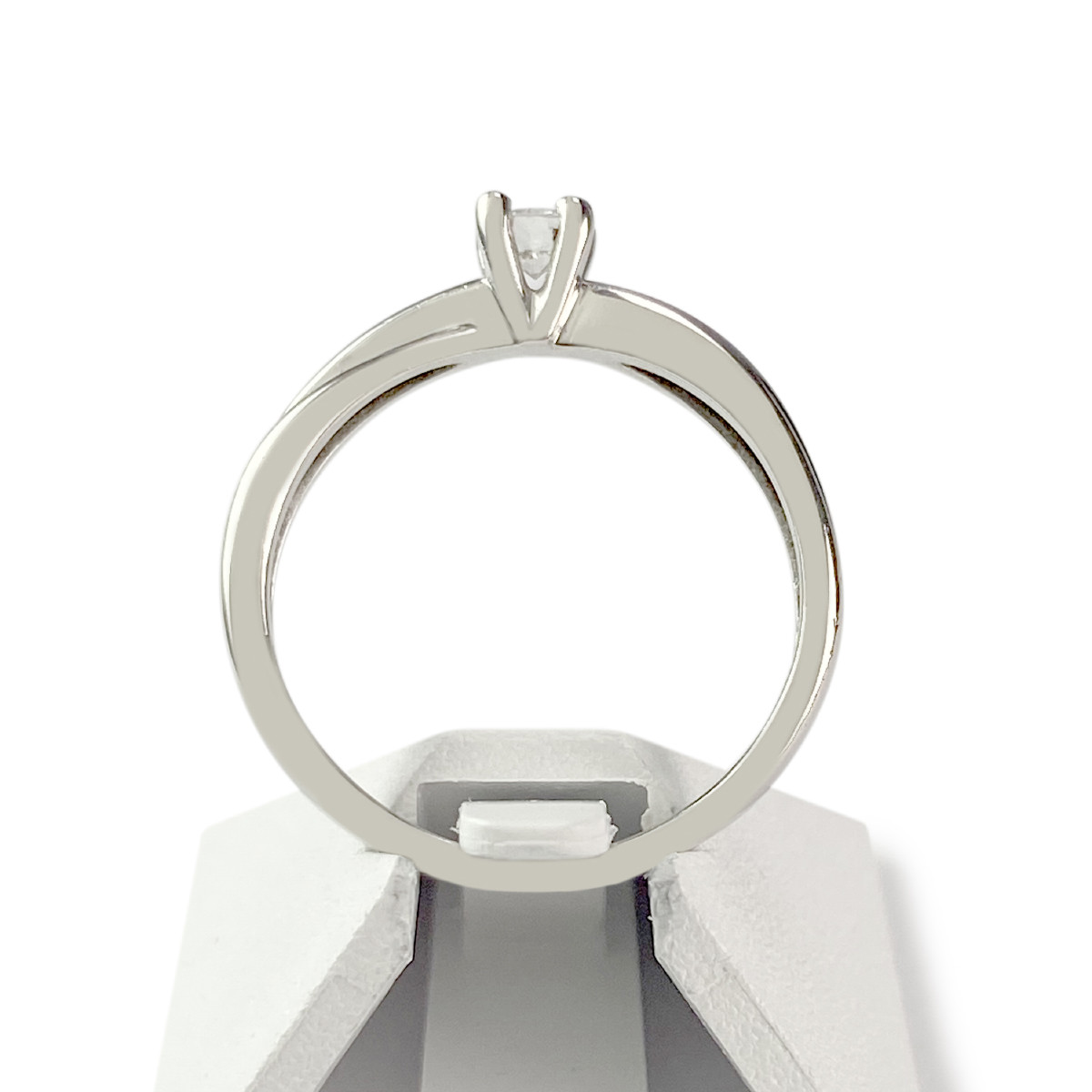Solitaire d'occasion or 750 blanc diamant 0.15 carat