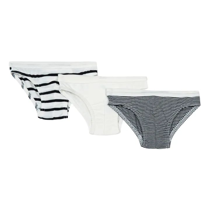 Petit Bateau Lot 3 Slips Marinière Coton Bio | Bleu