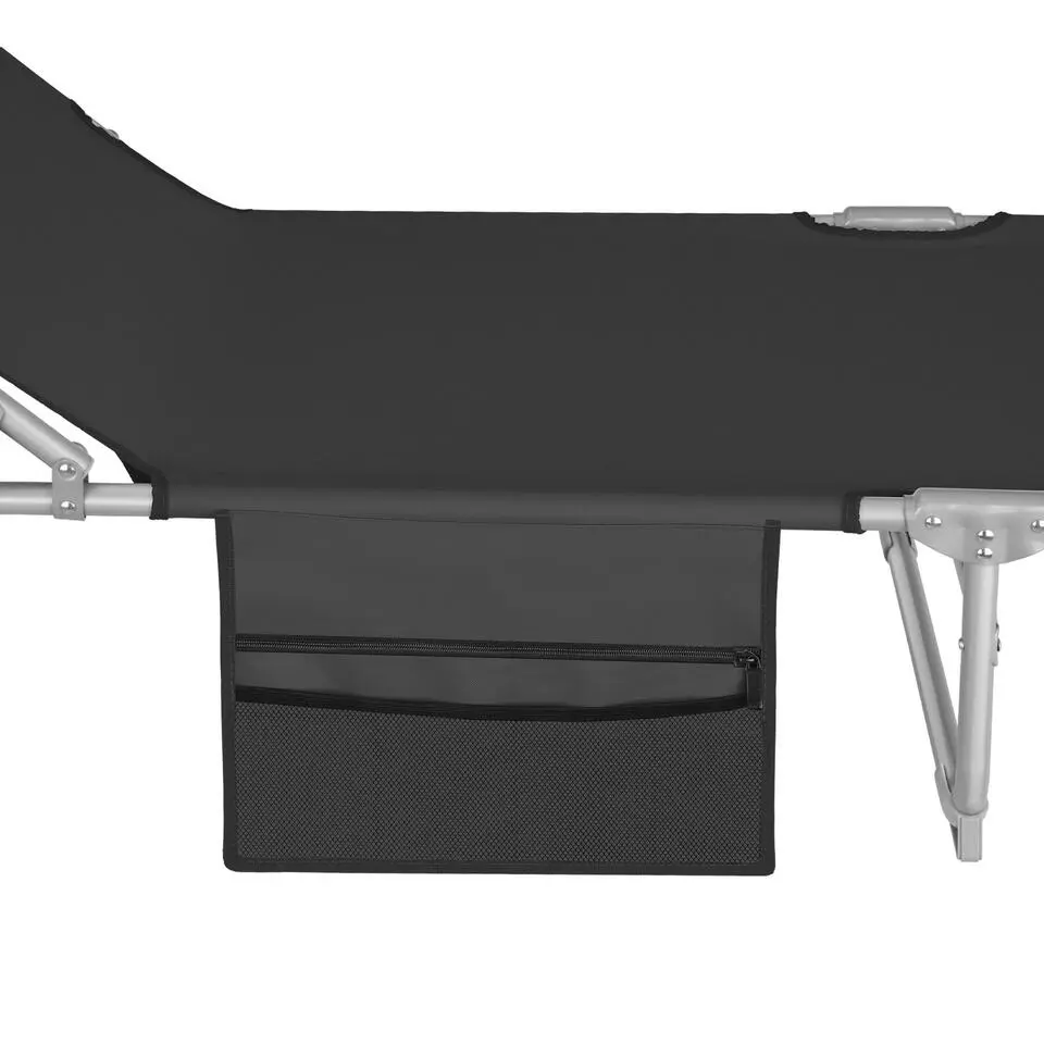 tectake Ligbed Chloé 4-niveaus, hoofdkussen en tas, Zwart