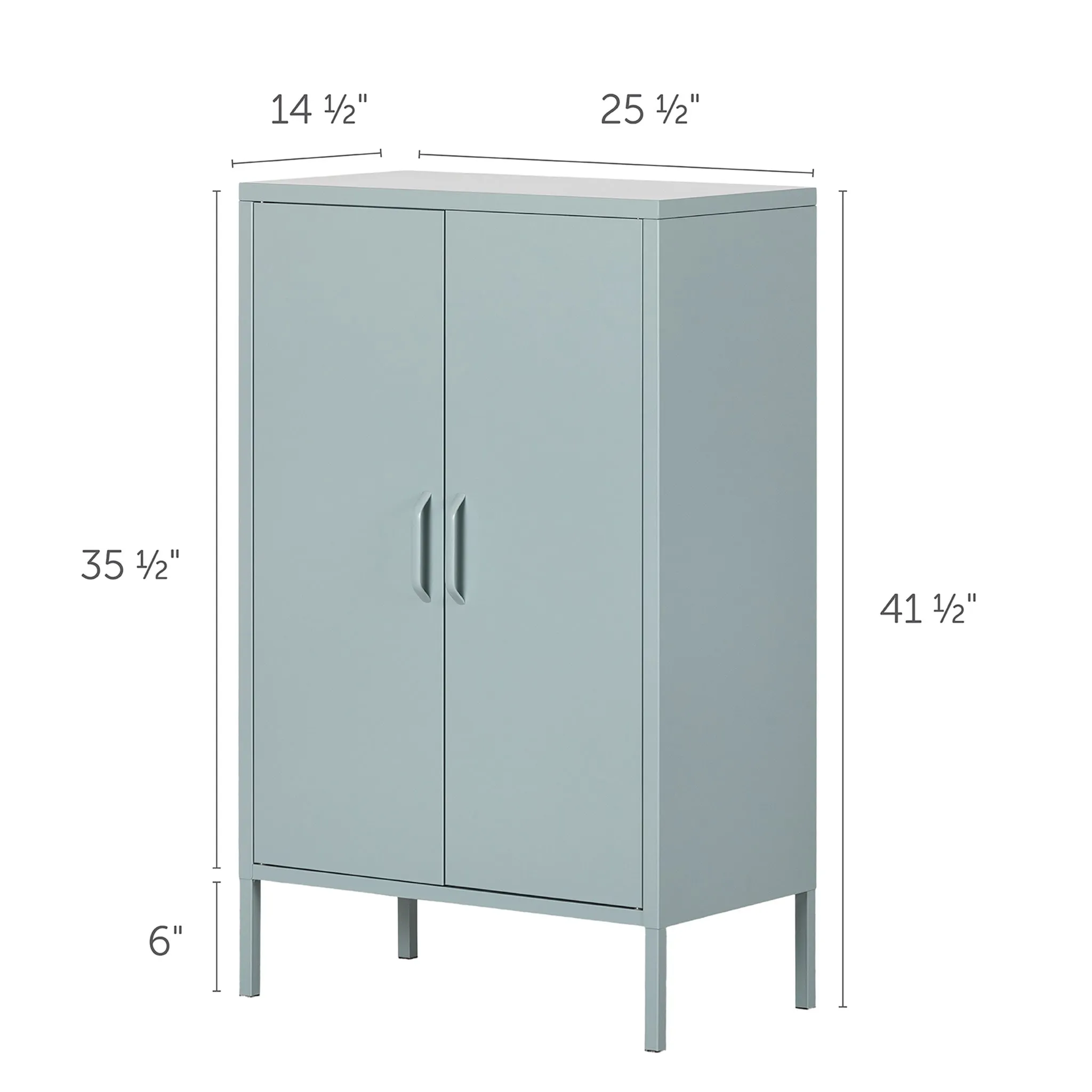 South Shore Meuble de Rangement avec 2 Portes en Métal Crea - Bleu Pâle