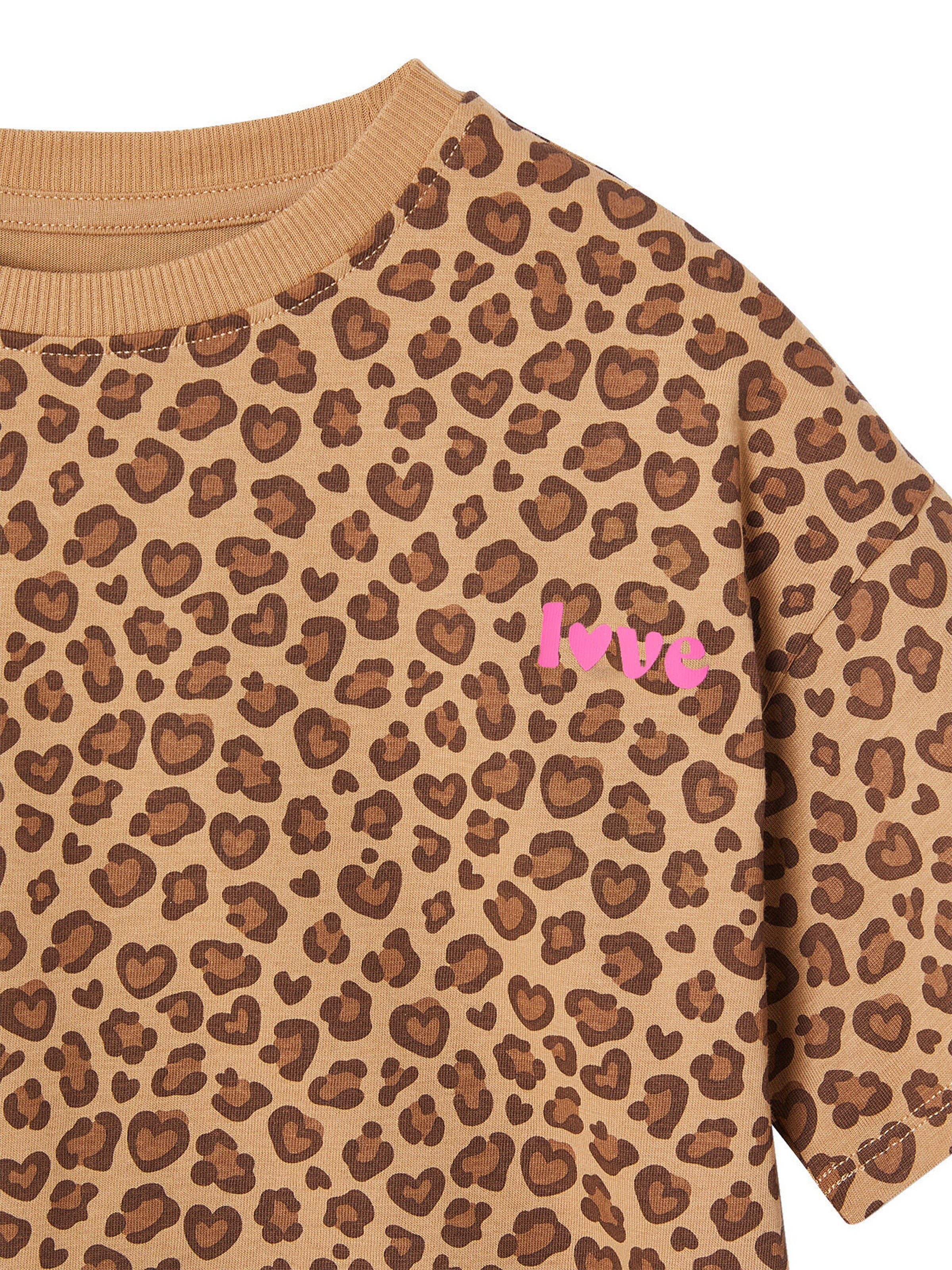 Vertbaudet Bedrucktes Mädchen T-Shirt, leichte Oversized-Form beige