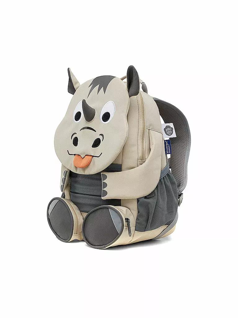 AFFENZAHN Kinder Rucksack Große Freunde - Nashorn grau