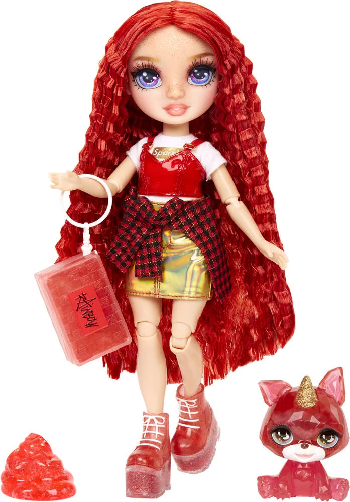RAINBOW  -POUPEE MANNEQUIN RUBY 27 CM  AVEC COMPAGNON ET ACCESSOIRES