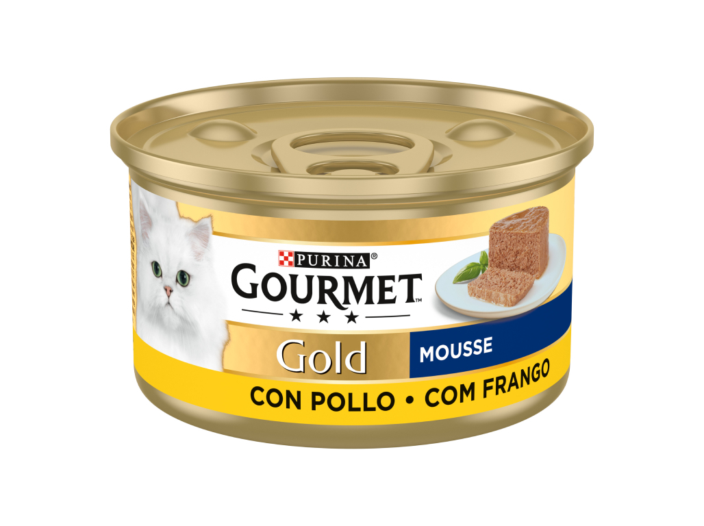 COMIDA HÚMIDA PARA GATO GOURMET GOLD MOUSSE COM FRANGO 85G