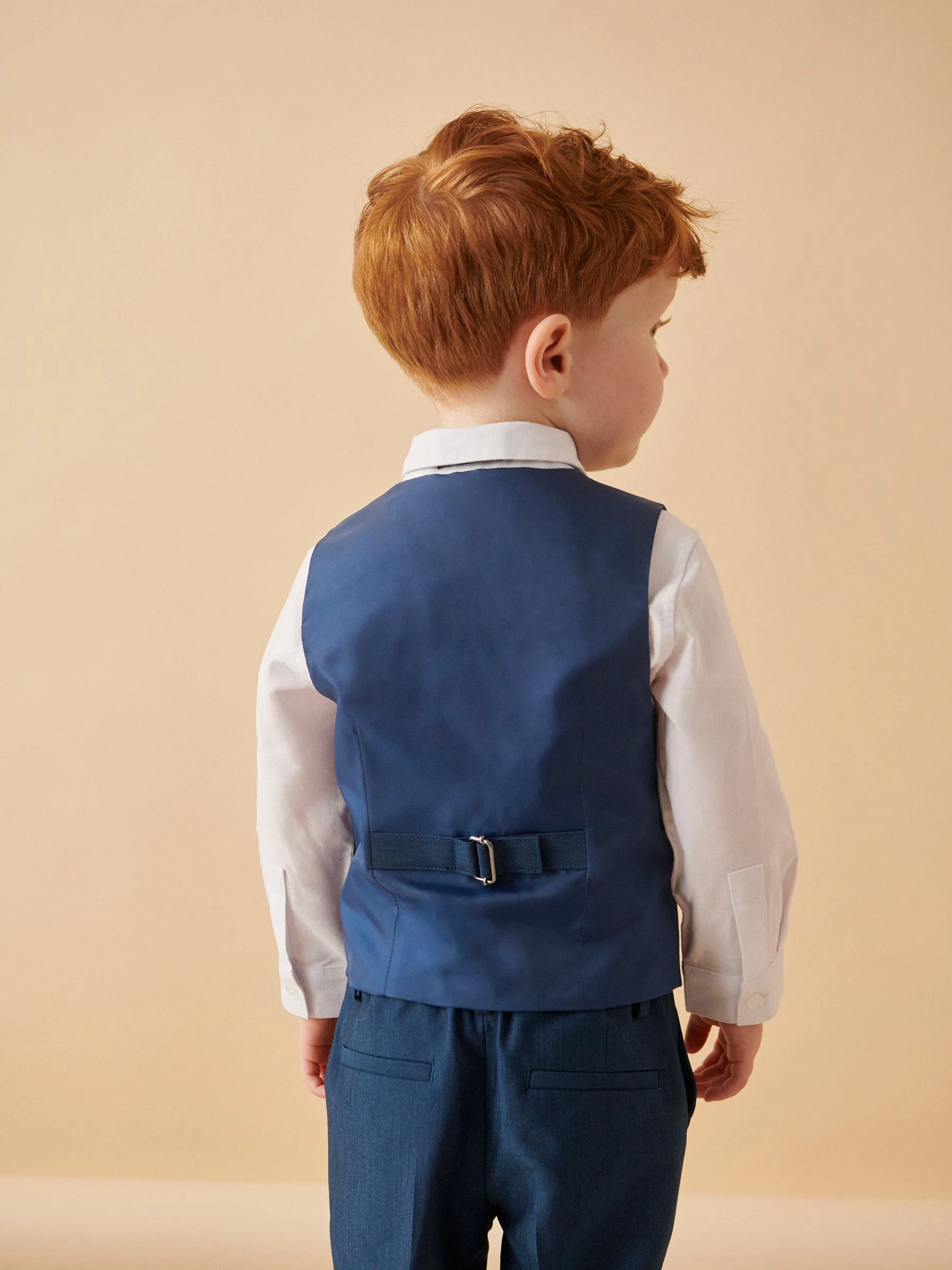 Blauw - Set van gilet, shirt, broek en vlinderstrikje (3mnd-9jr)
