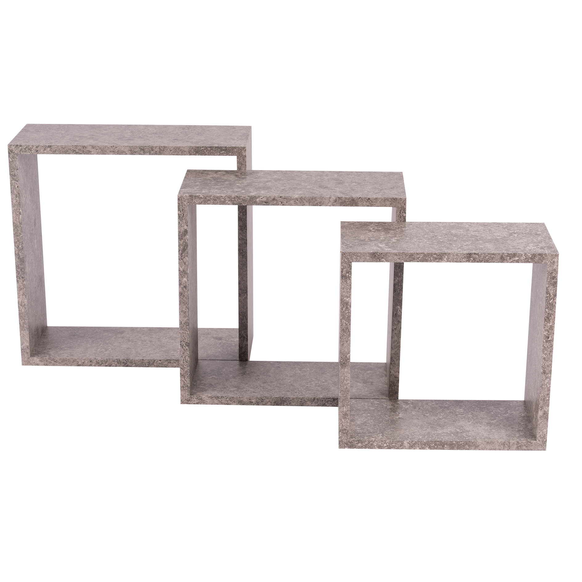 3er-Set Wandregal - Betonoptik - MDF