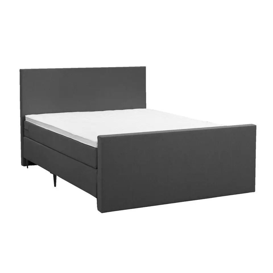 Boxspring met voetbord Liv egaal - antraciet - 140x200 cm - slanke poot