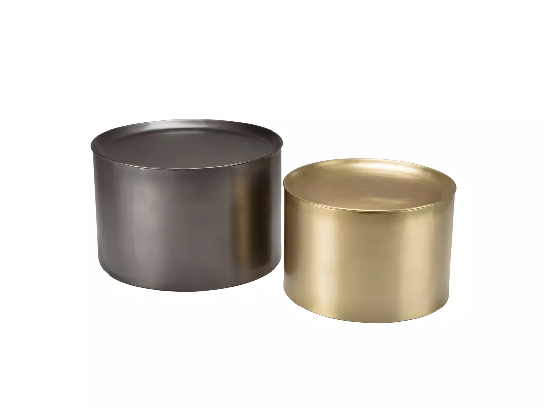 JONAS - Set de 2 tables d'appoint rondes métal gris anthracite et doré