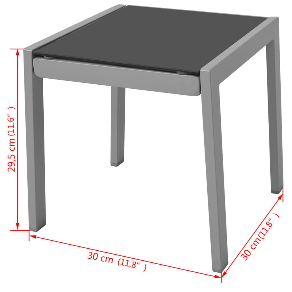 Lot de deux chaises longues transat avec table aluminium noir