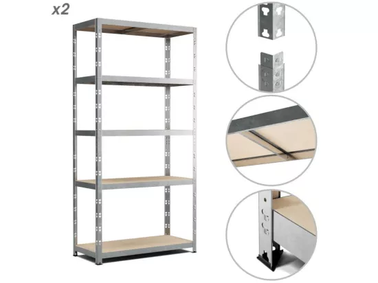 Lot de 2 Etagères de rangement modulables et polyvalentes pour atelier, garage, cave... Charge Lourde max 875kg x2